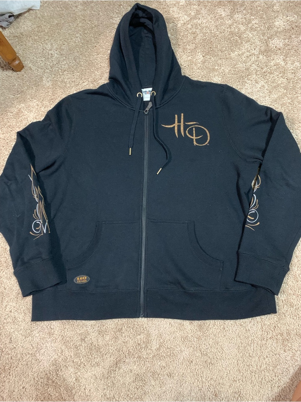 Harley Davidson 110th Anniversary Full Zip Hoodie. Size XL